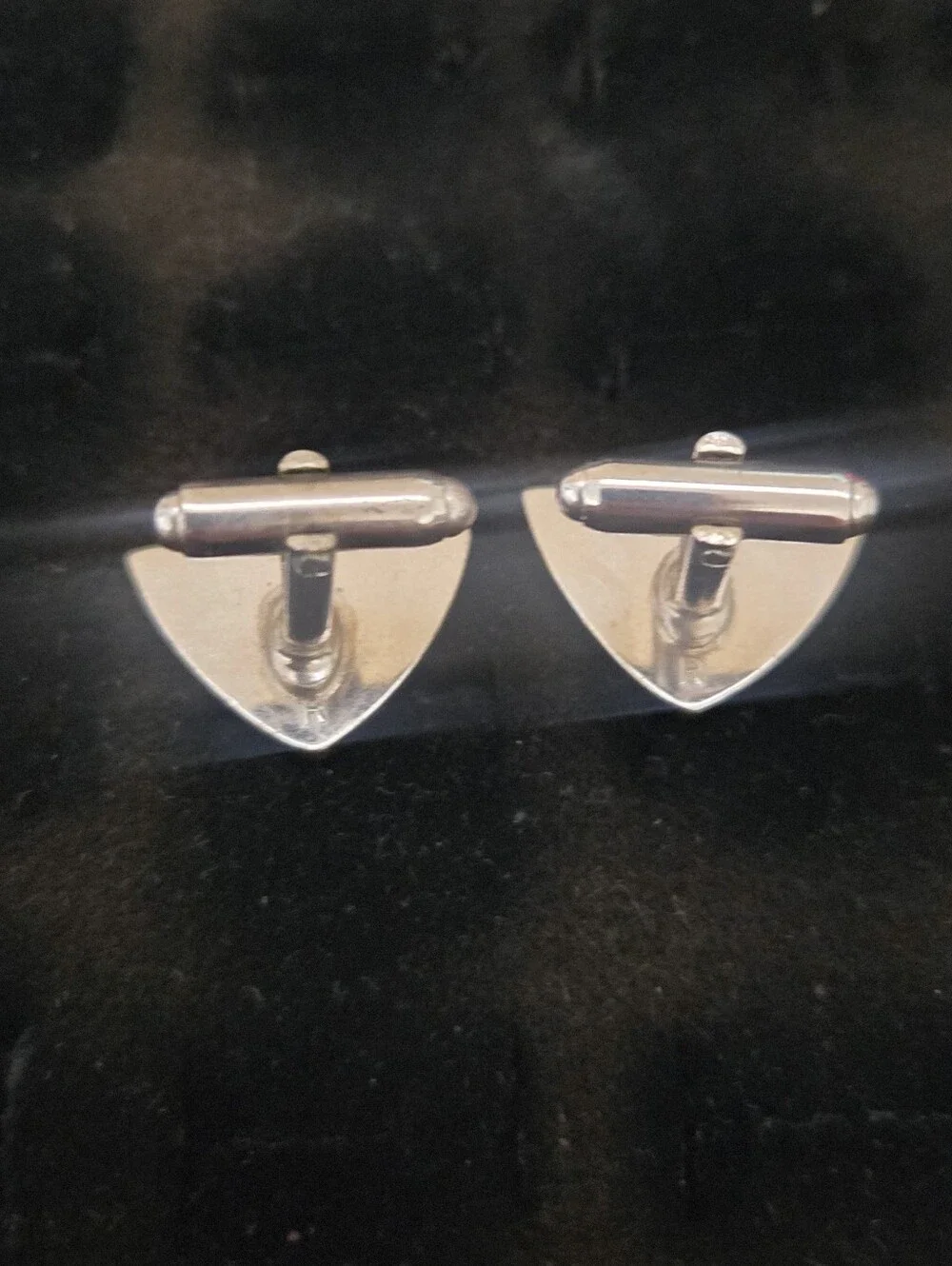 Anson Designer Signed Carved Duke Face Overlay Sliver Plated Cufflinks